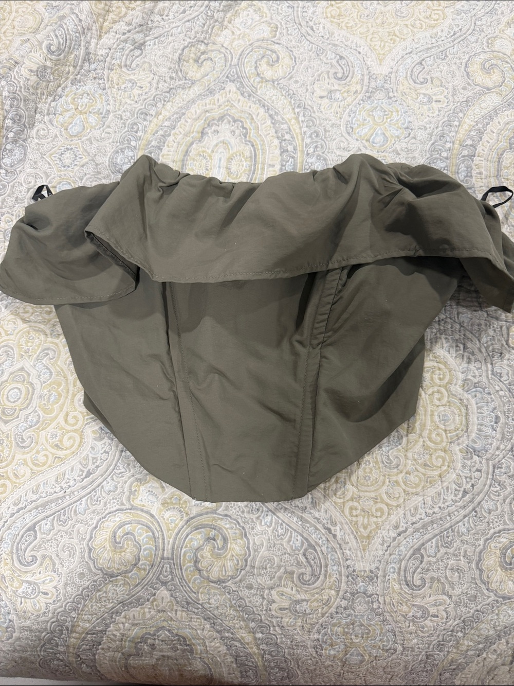Forever 21 Olive Green Off-Shoulder Ruffle Camisole Top